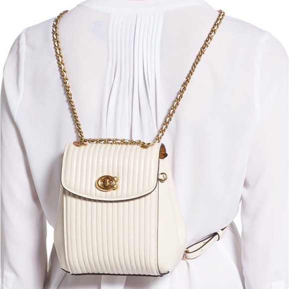 Coach Handbags - Coach Chalk White Parker Quilted Leather Convertible Backpack